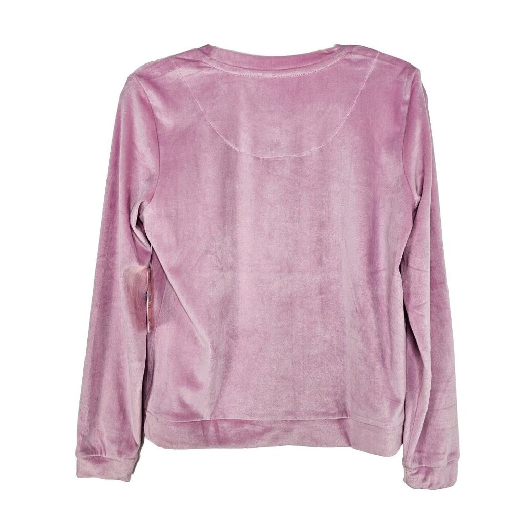 Juicy Couture Womens Pink Velour Sweatshirt Small Rhinestone Spellout Bling Soft - Picture 2 of 10